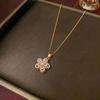 Bauhinia Zircon Flower Necklace for Women - European & American Style, 360° Rotatable Five-Petal Design
