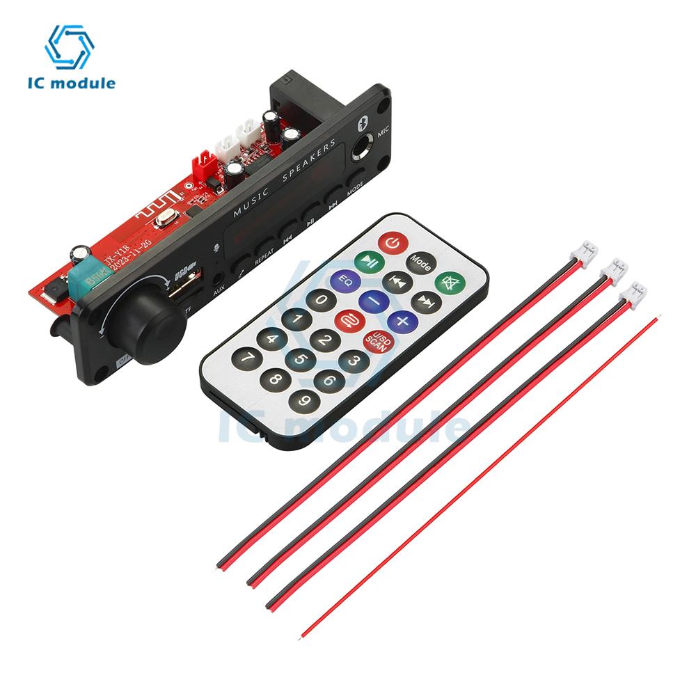 DC6-18V 25W+25W MP3 Player Decoder Board BT FM Radio TF USB 3.5mm AUX Mic Module Bluetooth Receiver Car Kit Audio