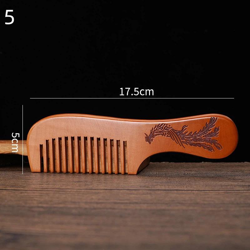 Anti-Static Handcrafted Natural Peach Wood Hair Comb Head Massage Wooden Comb Hair Care Diy Styling Tool