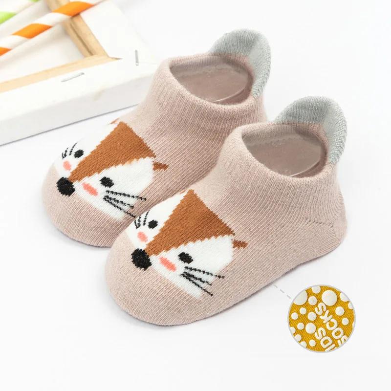 Winter Spring Anti Slip Baby Socks Cute Cartoon Animal Letter Print Toddler Kids Floor Socks Rubber Soles Baby Boy Girl Socks