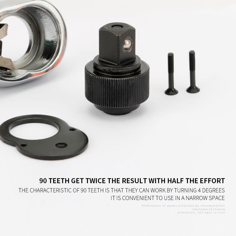 90 Teeth 1/4" 3/8" 1/2" 1Pcs High Torque Crv Ratchet Wrench for Socket Quick Release Professional Hand Tools