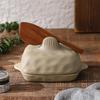 Rustic Stoneware Butter Dish With Lid, Handmade Rectangular Ceramic Butter Tray for European Butter Block and Breakfast Table