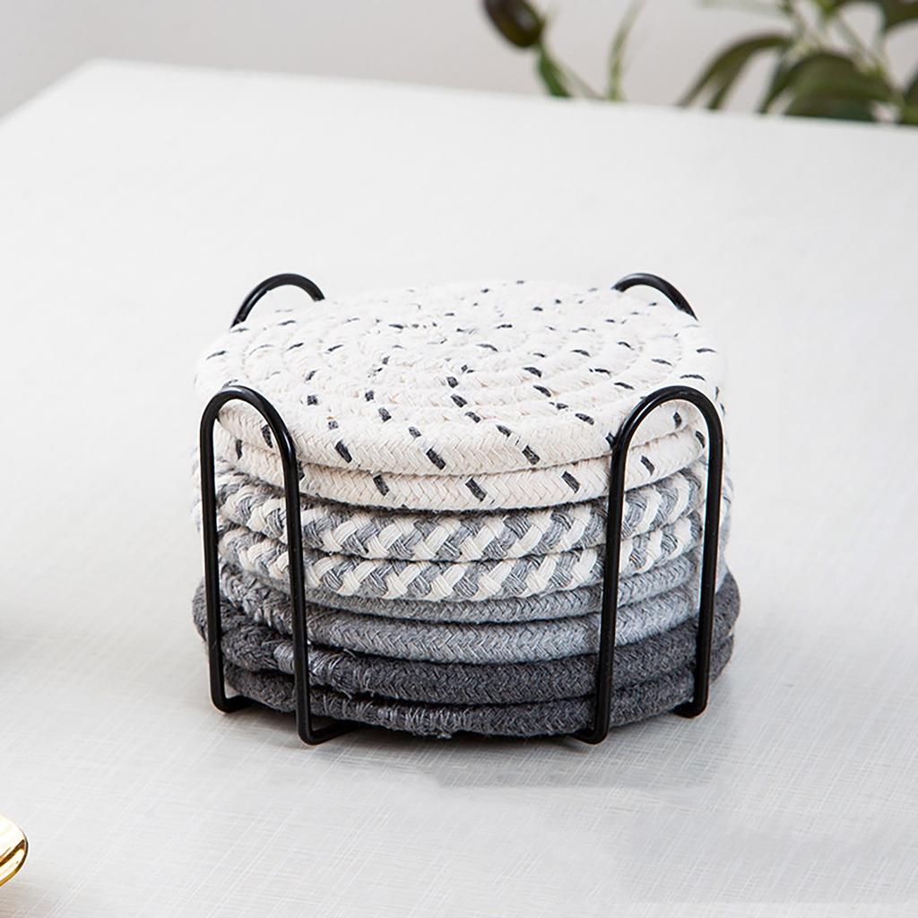 8 Sters For Drinks Coffee Table Absorbent Antiskid Mat Boho Living Room Decor Table Mat Elegant Round Shape Pad Easy To Clean