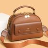 Women's PU leather top handle crossbody bag with multiple pockets, stylish contrasting color matching, and simple shoulder bag