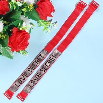 Cinturón con hebilla antideslizante para mujer, correa para el hombro, ropa interior con letras, correa para el hombro, correa para sujetador con diamantes de imitación