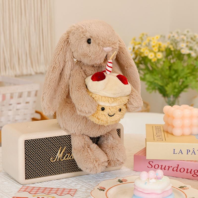 

Non-Toxic 31Cm Bonnie Rabbit Holding Birthday Cake Plush Animals Cute Bunny Accompanying Doll Easter Gift Kids Birthday Decors 31cm