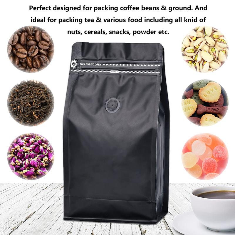 50Pcs Coffee Stand Up Pouch With Valve &Ziplock Pulltab Ground Coffee Beans Nutdried Tea Leaf Mga Pouches Ng Kap