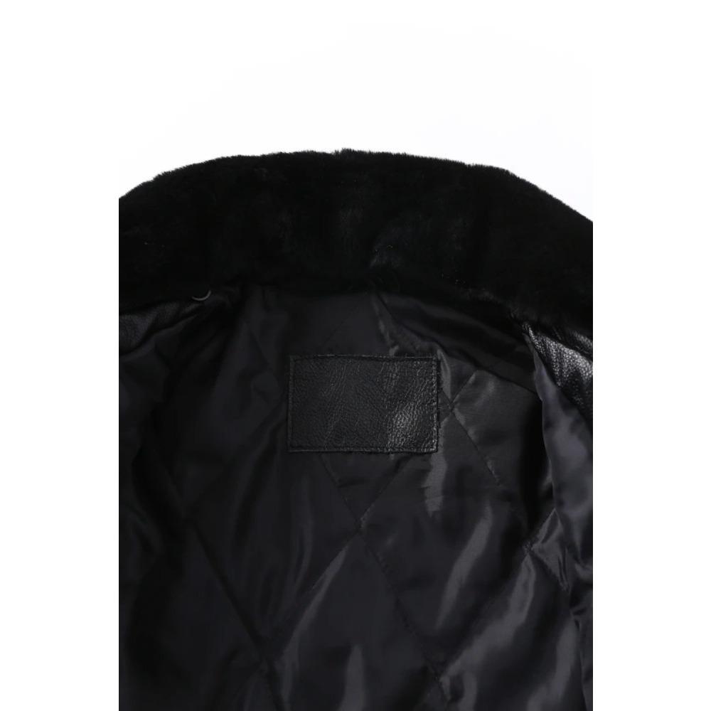 Chinese Size Men Genuine Leather Jacket Quilted Patches100% Cowhide & Natural Fur Collar Flight Coat Aviator Clothing Winter Asian Size M613