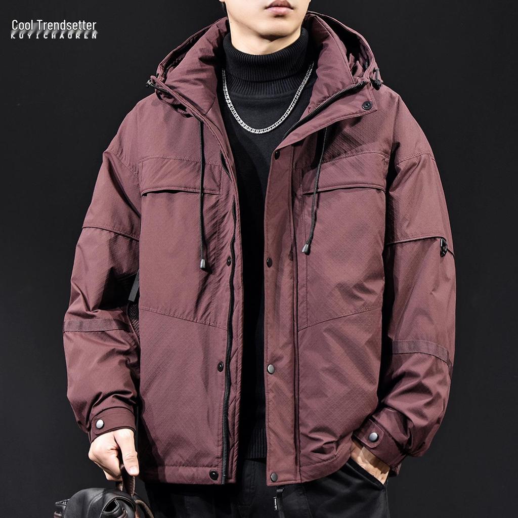 Men's Trendy Thickened Hooded Down Jacket, Winter 2025 Collection, Plus Size Workwear Outerwear