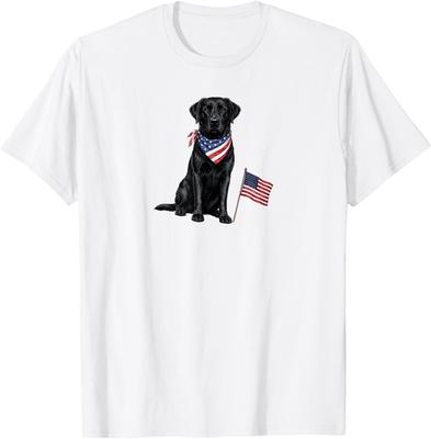 Black Labrador American Flag 4th of July T-Shirt