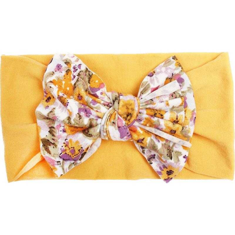 New nylon bow print children's headband, baby cute hair accessories, multi-colored girls' headscarf