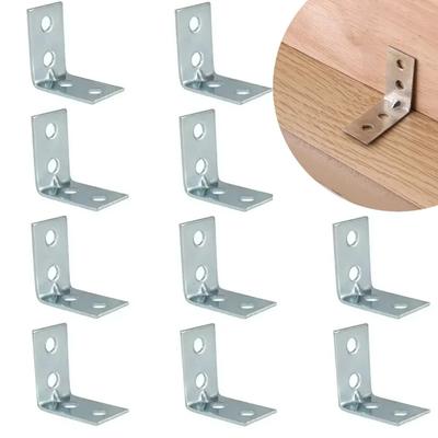 Lot de 12 équerres d'angle en L en métal pour tiroir, étagère, fixation murale, angle droit, quincaillerie pour meubles
