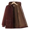 Mom's Plus Size Lambswool Hooded Jacket - Velvet Thickened Winter Coat for Middle-Aged & Elderly Women
