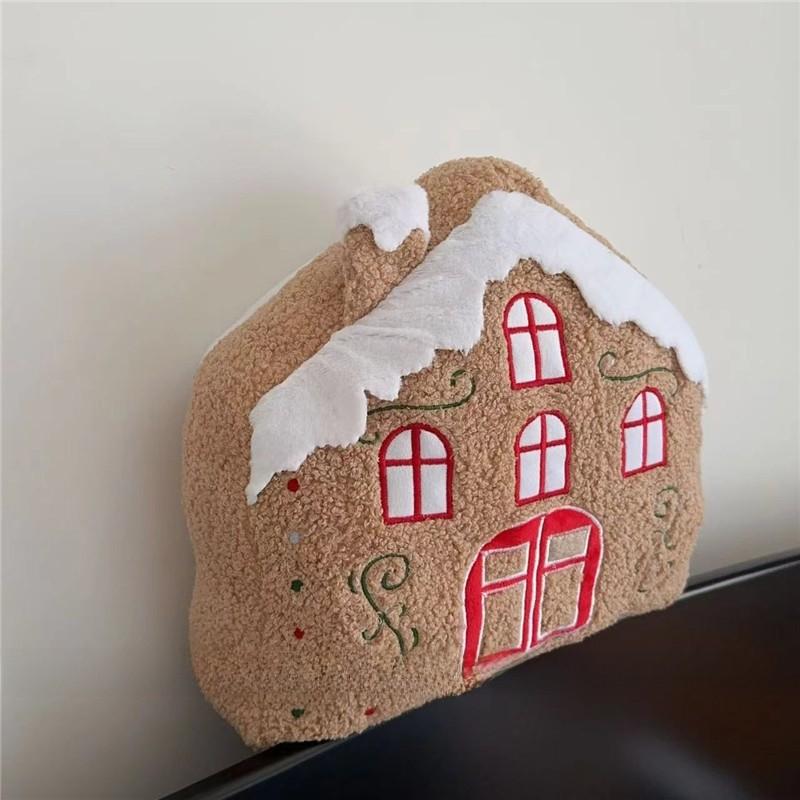 Christmas House Shape Plush Toy Doll Bedroom Dormitory Headrest Cartoon Gift