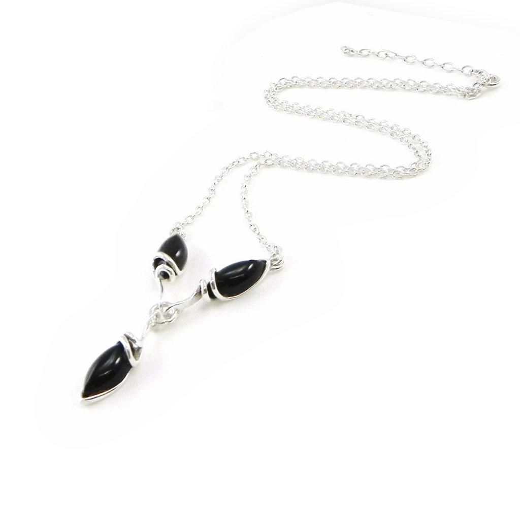 Les Trésors De Lily [I8930] - Collier Argent 'Déesse Noir de Jais' noir argenté (rhodié) - 45x25 mm