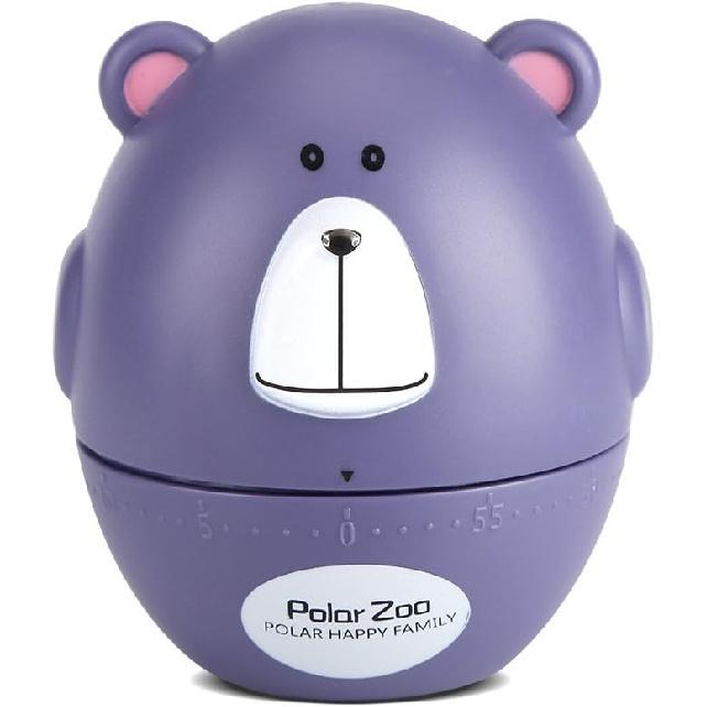 Mechanical Cute Animal Shapes Kitchen Timer Mechanical 55 Minutes Cooking Supplies Cartoon Timer for Kid NO Battery Needed (Bear) Purple Bear