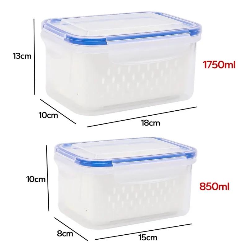 Large Vegetable Drain Basket Special Fruit Preservation Box For Refrigerators Food Grade Kitchen Double Layer Storage Container