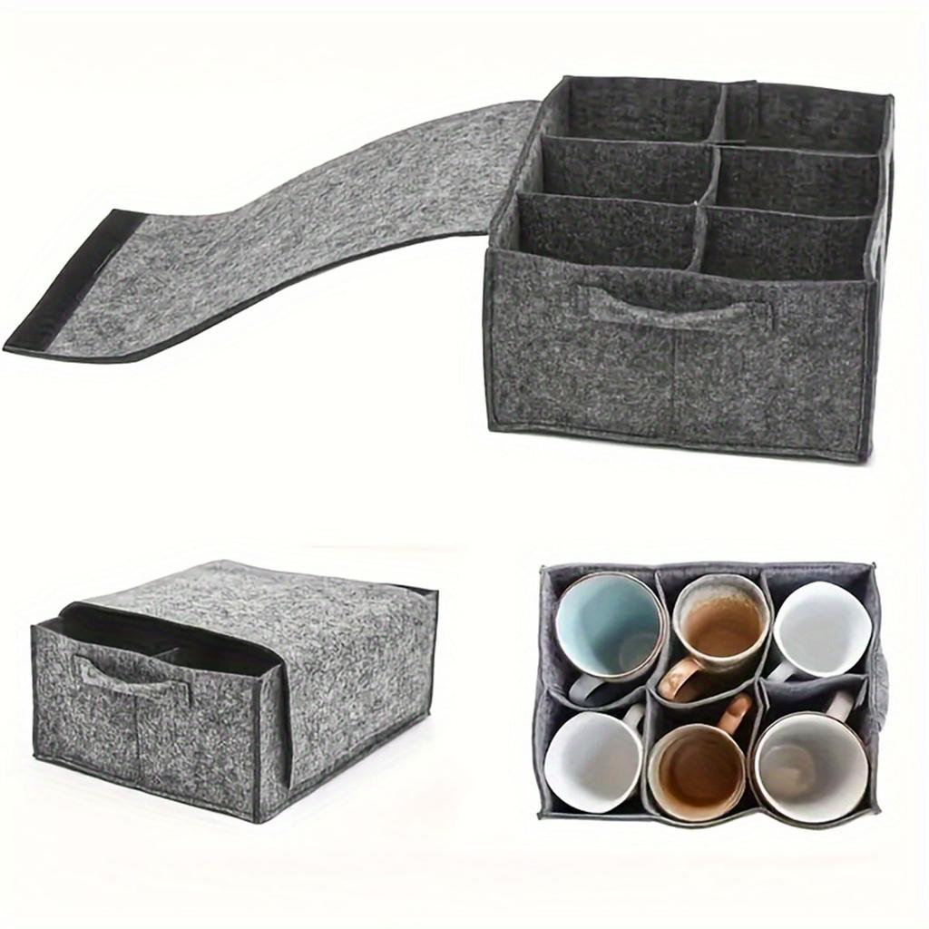 Kitchenware plate, felt storage bag, picnic and camping portable storage box, cup and bowl compartment-organized storage box