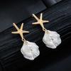 Summer Beach Vacation Style Alloy Starfish Pendant Imitation Pearl Scallop Tassel Earrings for Women Fashion Accessorie Jewerly
