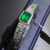 Luxury Emerald Bracelet for Women Double Tone Gold Plated with Micro Pave Diamonds Elegant Jewelry