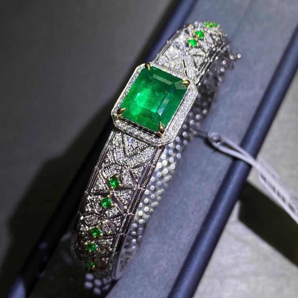 Luxury Emerald Bracelet for Women Double Tone Gold Plated with Micro Pave Diamonds Elegant Jewelry