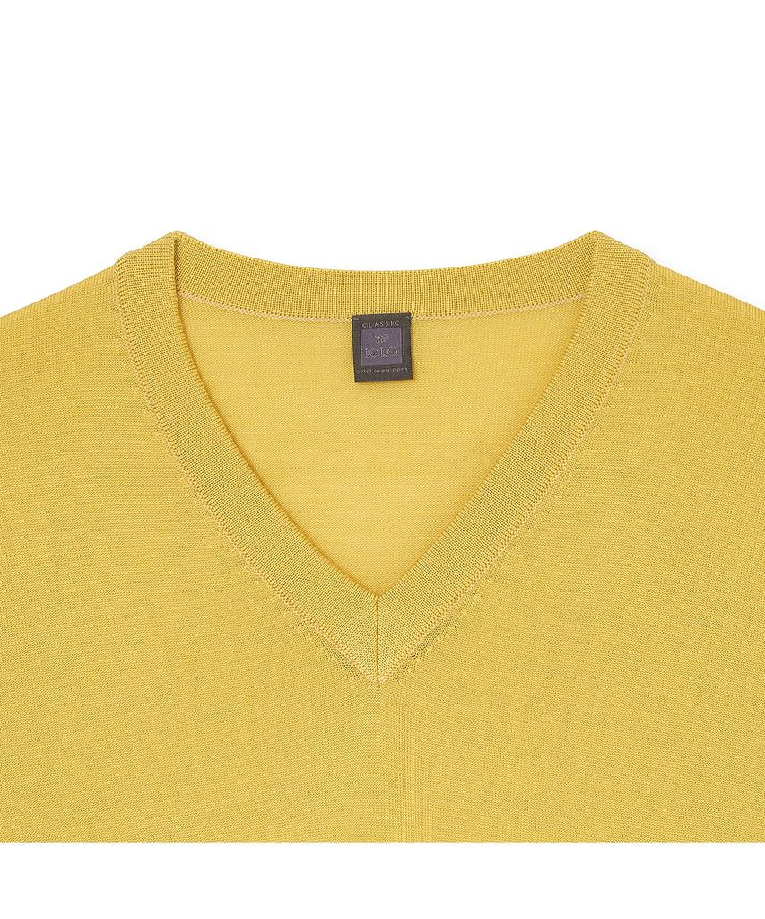 IOLO Silk Blended V-Neck Sweater_Yellow