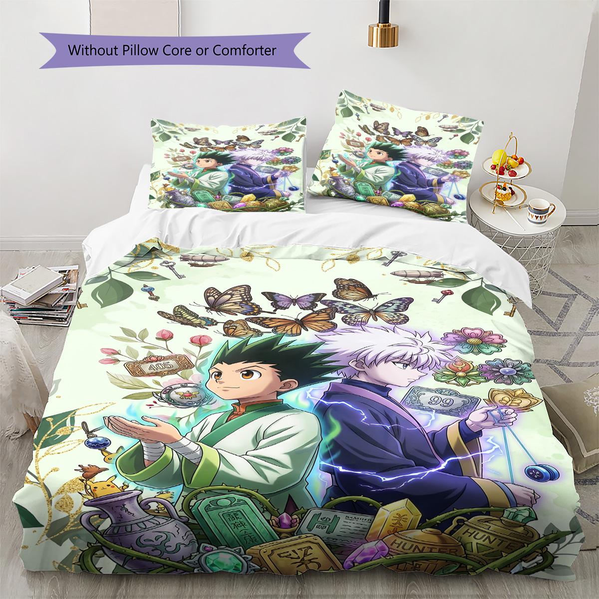 

Hunter x Hunter Pillowcase & Duvet Cover Set for Home Decor Birthday Gift (1 * duvet cover + 2 * pillowcase, without core) 135x200cm