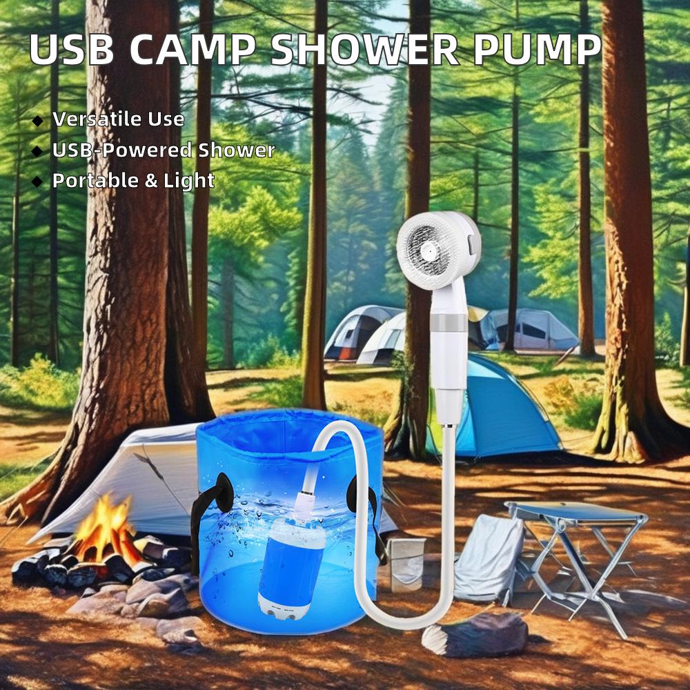 Lightweight PVC Electric Outdoor Shower Pump Portable USB Rechargeable Camp Shower for Car Washing 5000mAh for Travel