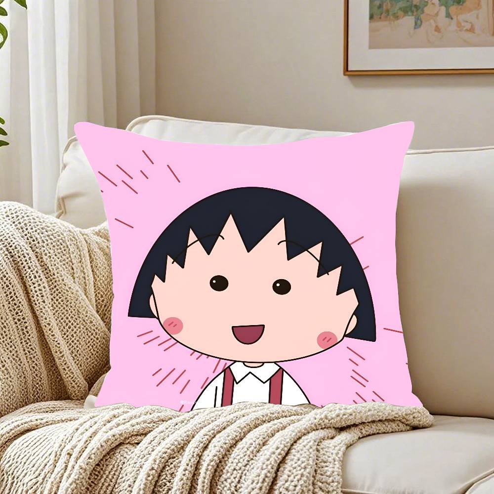 Cherry Maruko-chan Pillow Case Pattern Printed Pillowcase for Living Room Sofa Cushion Cover & Bedroom Decor