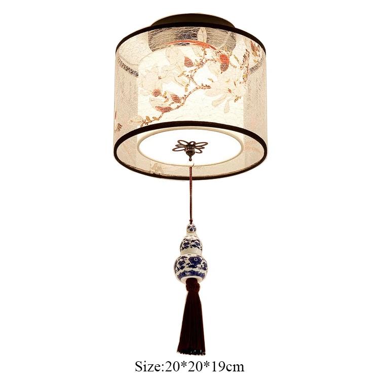 Chinese Round Square Ceiling Lights Fixtures Fabric for Living Room Aisle Shade Mounted Lampa Sufitowa Japanese Led Ceiling Lamp