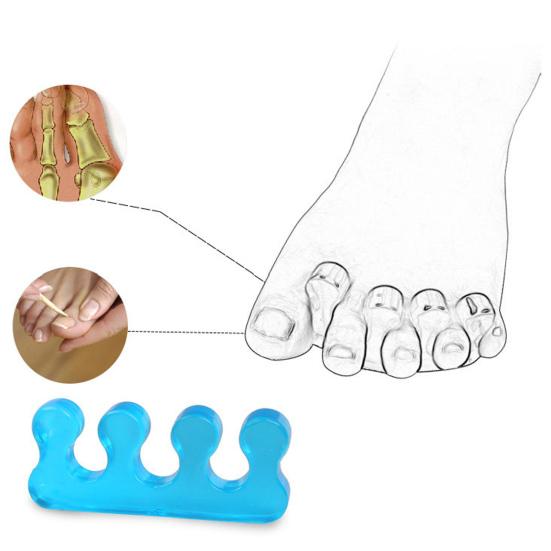 1 Pair Toe Separator for Overlapping Toes, 3-Hole Blue Gel Bunion Corrector, Soft SEBS Foot Spacer for Hallux Valgus, Toe Straightener for Women