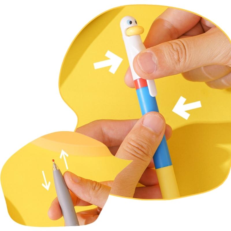Cartoon Duck Gel Pen 0.5mm Tip Twist Action Gel Pen Quick Drying Journaling Pen Smooth Writing Experience for Writing