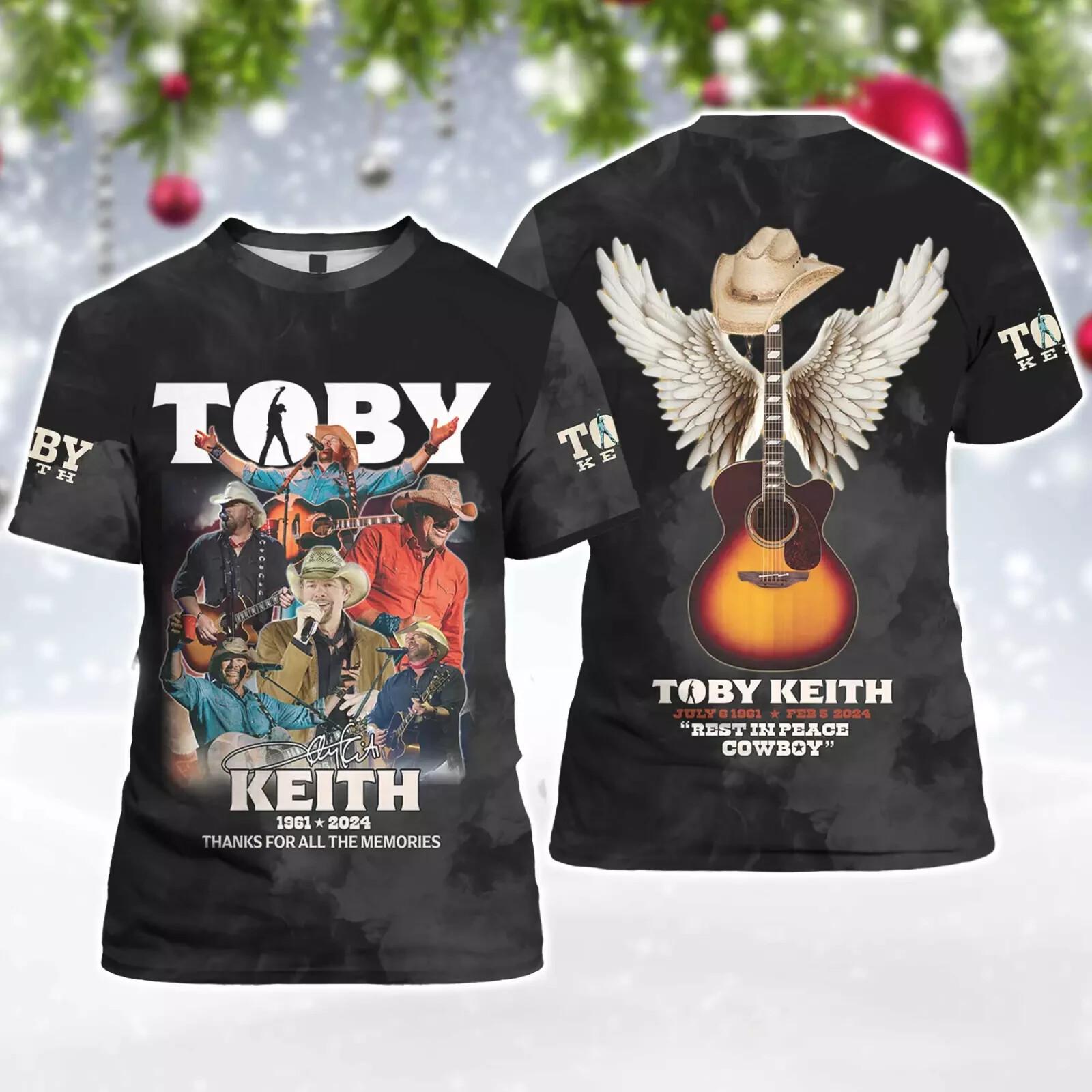 Toby Keith 1961-2026 RIP Cowboy Thank You For All The Memories 3D T-shirt S