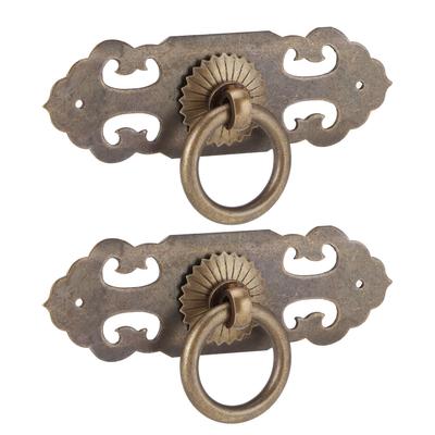 2 Sets 90mm Drawer Horizontal Handle Copper Antique Hollow Cabinet Handle Pull Furniture Parts