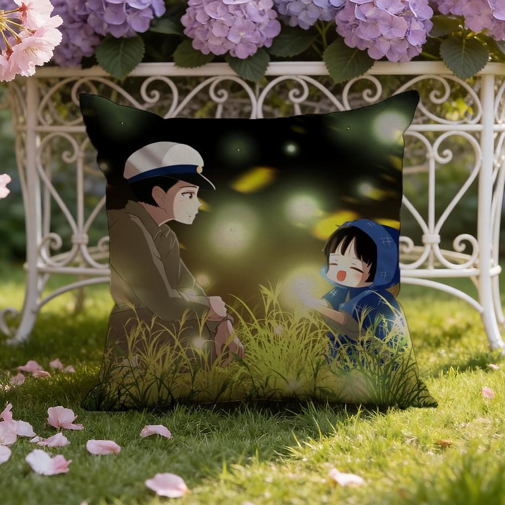 Anime G-Grave of the F-FirefliesS Cushion Cover Home & Car Dual-Scene Pillow Cover: Reversible for Premium Comfort