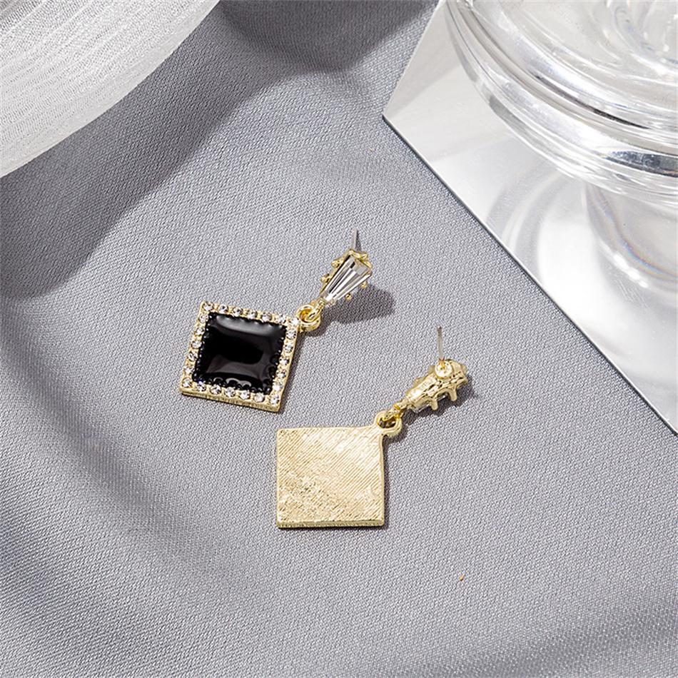 Geometric Black Square CZ Crystal Pendant Earrings Brincos for Women Girls Jewelry Christmas Gift