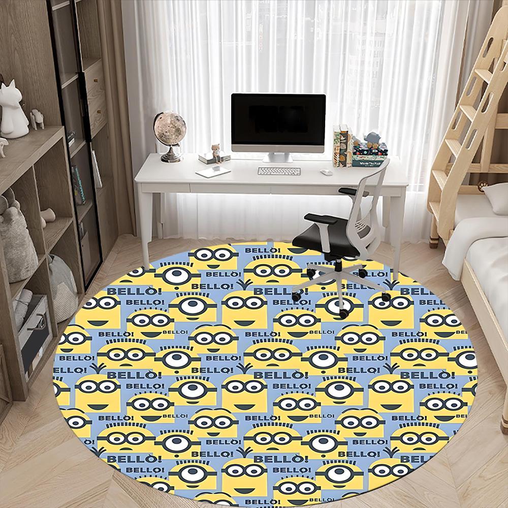 1pc Minions Bello Office Round Area Rug, Under Office Chairs Bedroom Living Room Home Decor, Available in Various Sizes