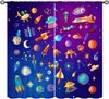 Solar System Window Curtains, Outer Space Space Astronaut Galaxy Window Treatments for Kids Boys Girls Bedroom Living Room