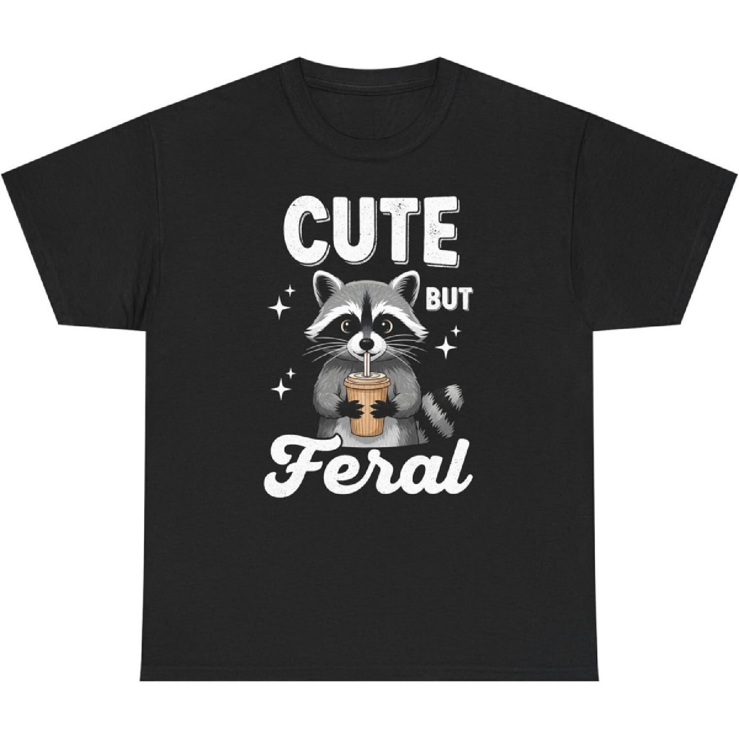 Cute But Feral Raccoon T-Shirt - Funny Coffee Loving Animal Graphic Tee XXXXXL разноцветный