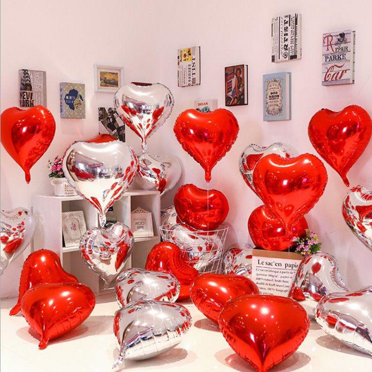 Qixi Valentine's Day Romantic Pink Heart & Star Balloons for Weddings & Birthdays