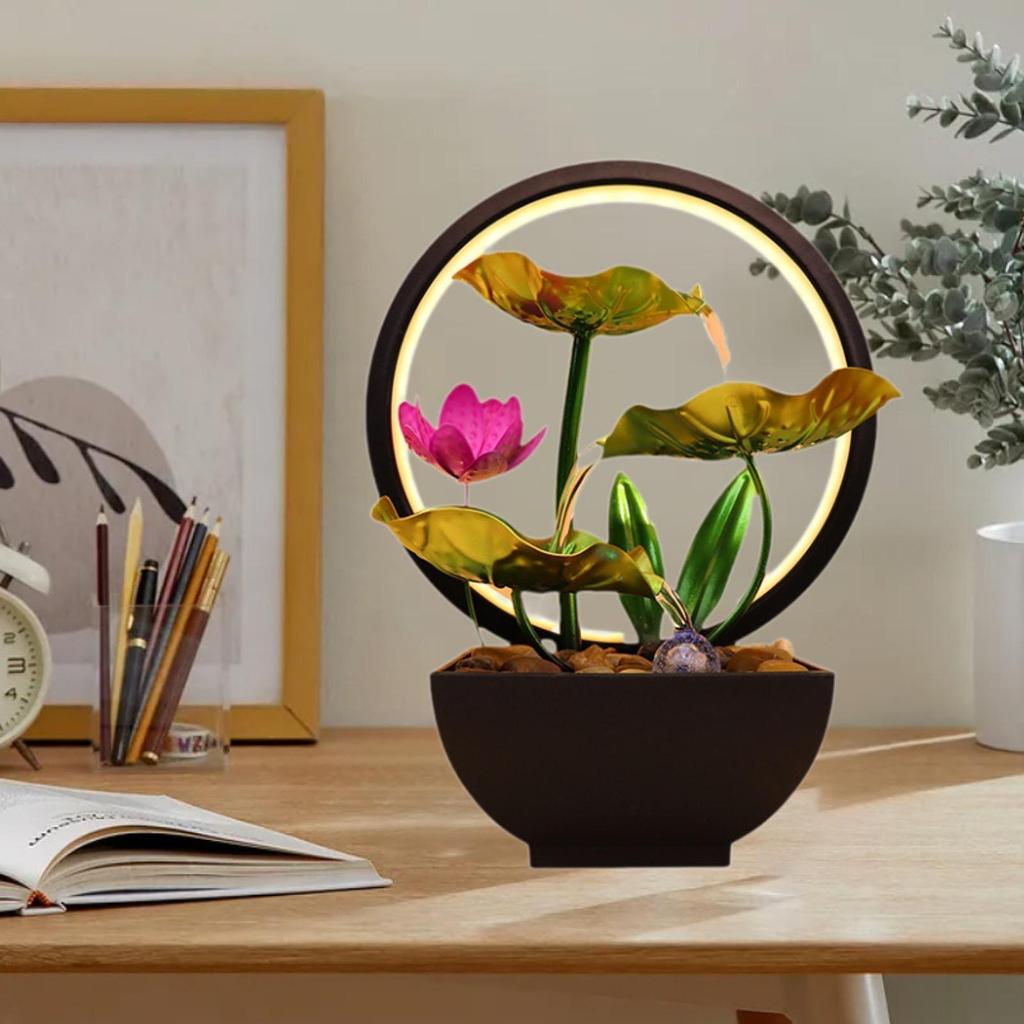 Tischbrunnen mit Licht Sammlerfigur Zimmerbrunnen für Heimdeko Schlafzimmer Büro Innengarten Wohnzimmer