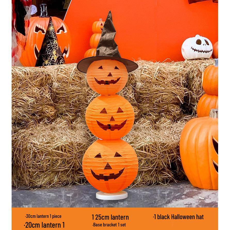 Luminous DIY Halloween Pumpkin Lantern Decoration for Kindergarten Window Display.