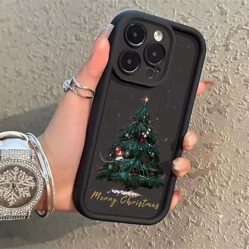 Christmas Tree Soft Case For iPhone 17 Funda iPhone 13 12 14 15 16 Pro Max 11 XR XS X 7 8 Plus SE 2020 Shockproof Silicone Cover
