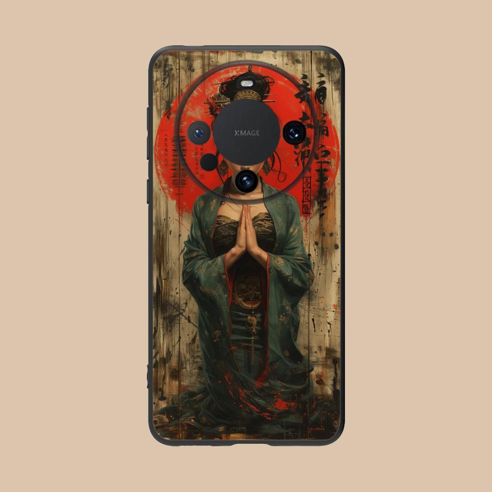 Retro Tattoo Girl Mobile Phone Case for Huawei Mate 60 50 40 30 20 10 Pro Plus Lite E 5G Colorful Printing Cover Luxury Cover