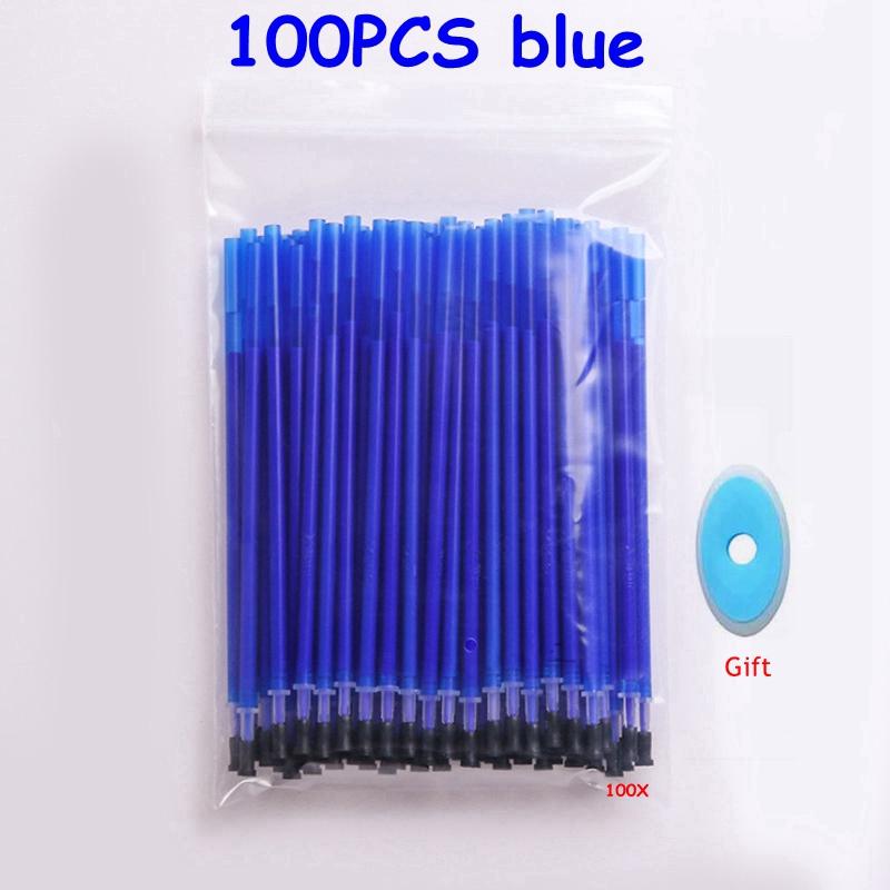 

100 Pcs/Set Erasable Gel Pens Kawaii Pen Erasable Refills 0.5mm Goy Girl Student Office Writing School Gift Cute Stationery Blue
