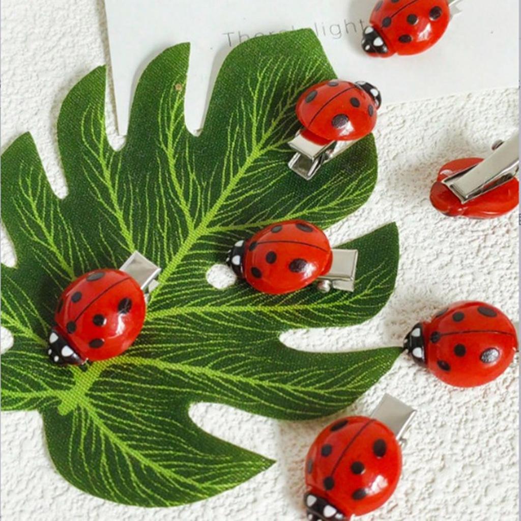6PCS Ladybug Hair Clips Cute Barrettes for Girls Teens Women Hair Accessories Strong Hold Hairpin for Daily Use Parties