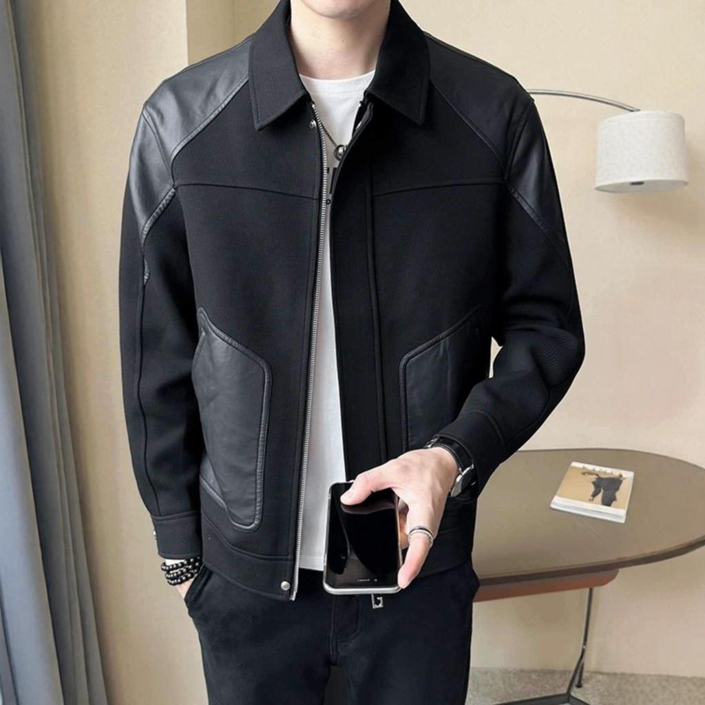 Ruffian Handsome Splicing Jacket Jacket Men's Trendy Brand Lapel On Clothes Spring, Autumn and Winter 2025 New Models
