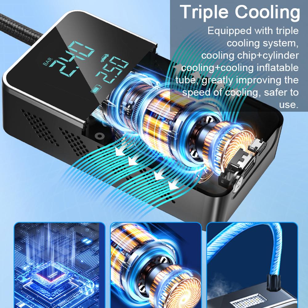 Cordless Car Air Pump 150PSI Touchscreen Air Compressor Portable Electric Tire Inflator with LED