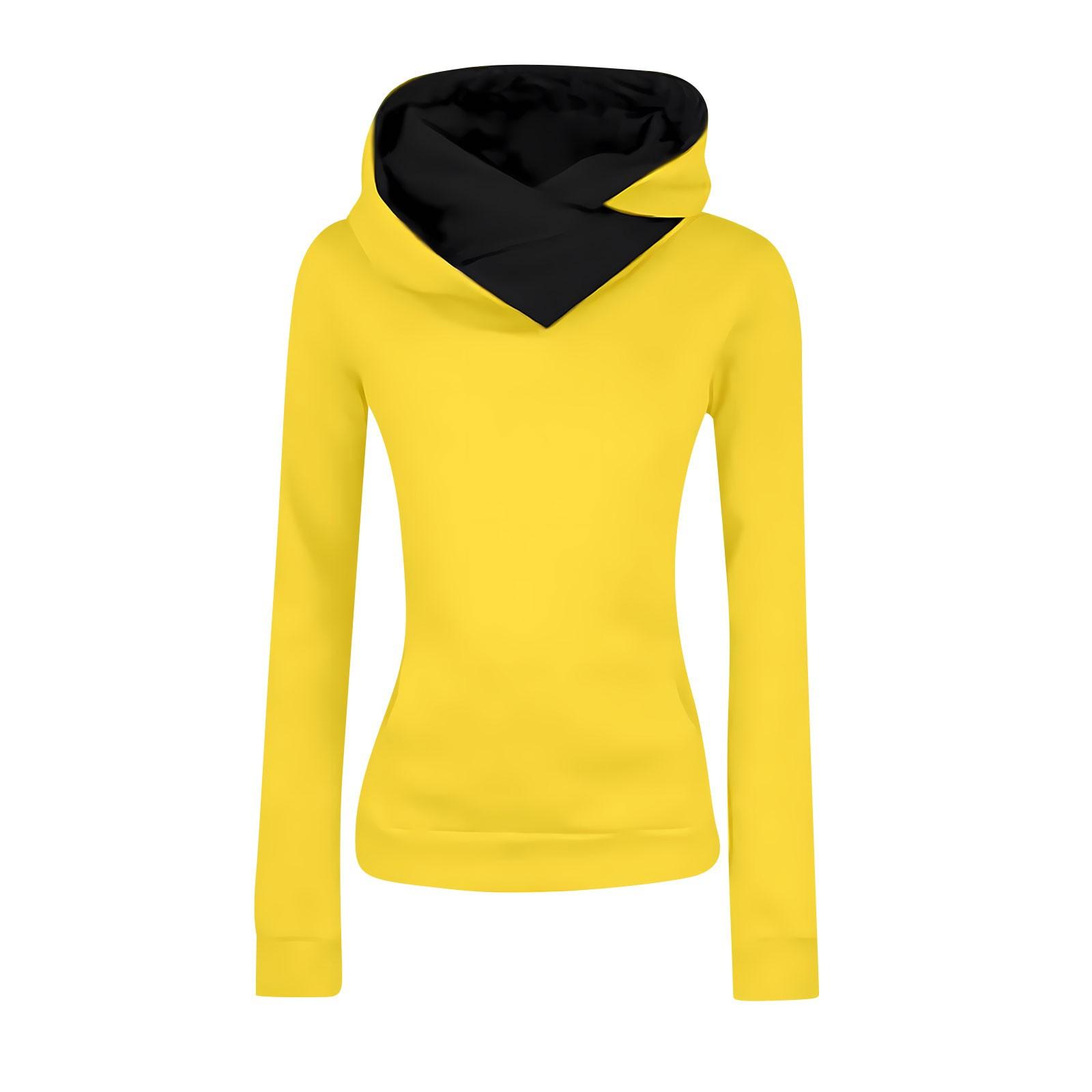 

Women s Casual Fashion Sweatshirt Solid Color Hooded Sweatshirt XL жовтий