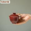 120ml Handmade Fenyin Yin Hawthorn Red Gaiwan Coarse Pottery Tea Tureen Cha Tea Maker Cover Bowl Kung Fu Tea Teaware Collection